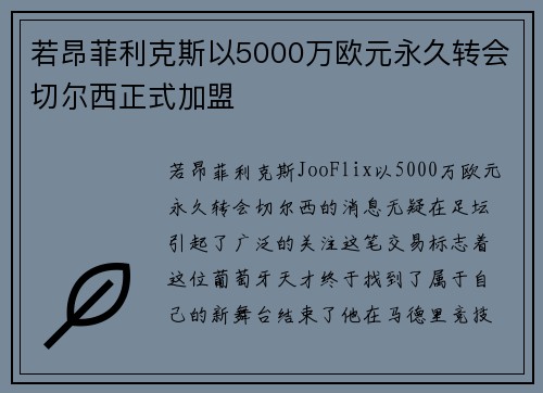 若昂菲利克斯以5000万欧元永久转会切尔西正式加盟 若昂菲利克斯以5000万欧元永久转会切尔西正式加盟
